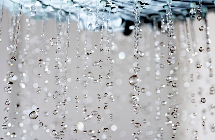 Shower head with water running down