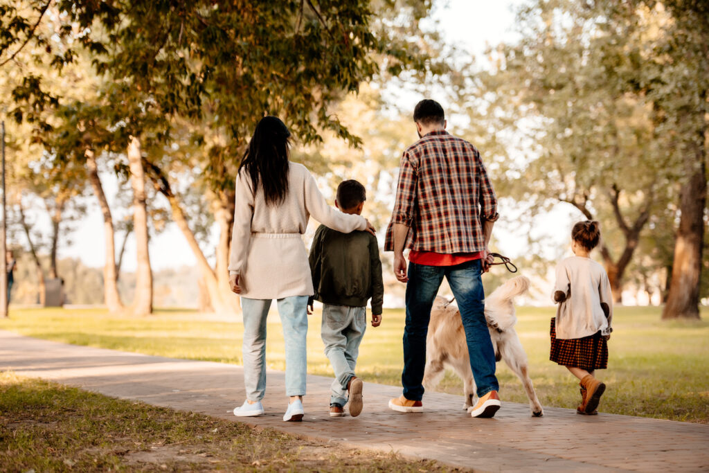 Type 1 Diabetes Family Out Walking in Nature to Help with T1D Management